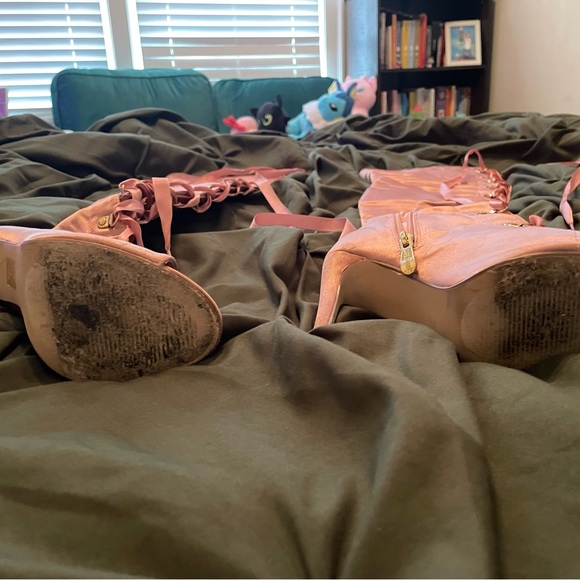 Light Pink Lace-up Stiletto Boots - Picture 13 of 13